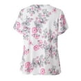 thumbnail image 4 of LEAVINGSUO Blouses for Women $5 Ladies Tops Womens Summer Casual Printing Round Neck Short Sleeve Tops Loose Blouses, 4 of 5