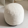 thumbnail image 6 of Round Stuffed Pouf Ottoman, Corduroy Poufs with Foam Chunk Filling, Furry and Fluffy Pouf Foot Stool Storage Ottoman, 20 X 15 Floor Poufs Foot Rest for Living Room, Beige, 6 of 7