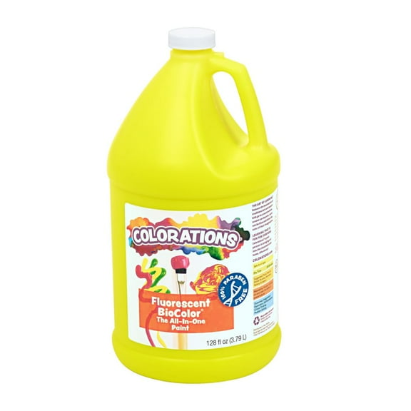Colorations Paraben-Free Fluorescent BioColor Paint- Neon Yellow, 1 Gallon