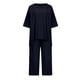 thumbnail image 4 of Conjuntos informales de 2 piezas para mujer, camisetas de lino y algodón con mangas tres cuartos, pantalones recortados ajustados, conjuntos de cuello redondo Pompotops  FGAJ3184, 4 of 5