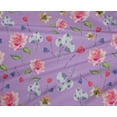 thumbnail image 4 of oneOone Polyester Lycra Pastel Purple Fabric Flower & Leaves Watercolor Quilting Print Sewing Fabric By The Yard 56 Inche Wide, 4 of 4