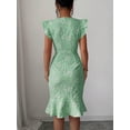 thumbnail image 2 of Elegant Jacquard Commuter Dress, Summer Floral Square Neck Knee-Length Dress for Women, 2 of 10