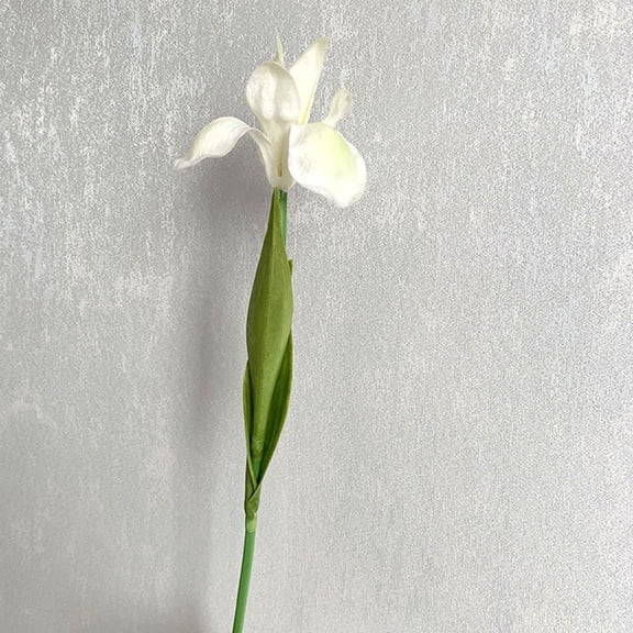 HIKVEX Artificial Iris Flowers Fake Silk Plant Home Wedding Decor Artificial Flower Garden Decoration Outdoor Home Garden Bouquet Vase White and Green