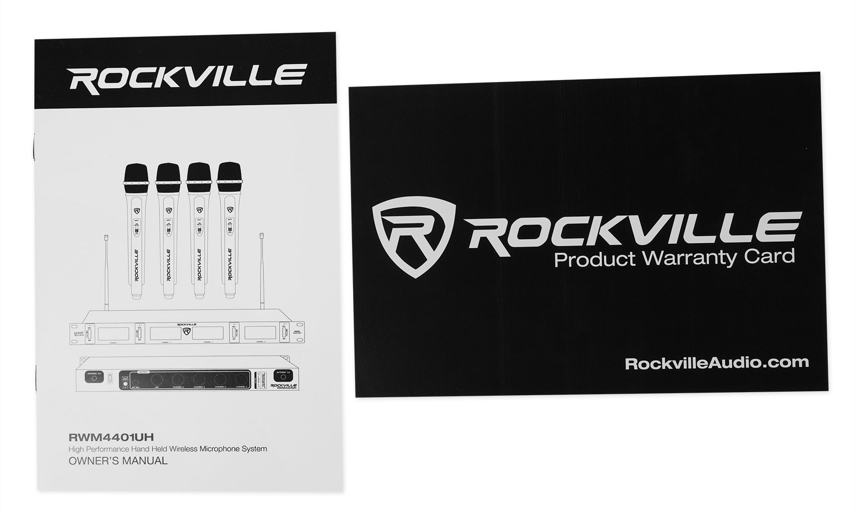 Rockville RWM4401UH QUAD UHF 4 Wireless HandHeld Microphone System w/LCD Display