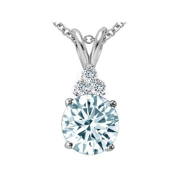Tommaso Design� Round 7mm Genuine Aquamarine Pendant Necklace
