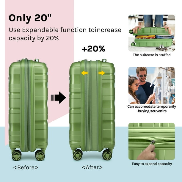 Joyway - 5-Piece Luggage Set PP Hardshell Spinner Suitcase with