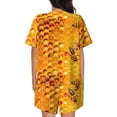 thumbnail image 3 of Bingfone Bees on Hive Honeycomb Print Pajamas Sets for Women Soft Short-Sleeved Pjs with Lounge Shorts Two Piece Sleepwear, 3 of 8