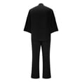 thumbnail image 5 of QATAINLAV Men's 3/4 Sleeve 2 Piece Vacation Outfits Casual V Neck Henley Shirts and Wide Leg Pants Matching Sets Vacation Clothes, Black, XL, 5 of 9