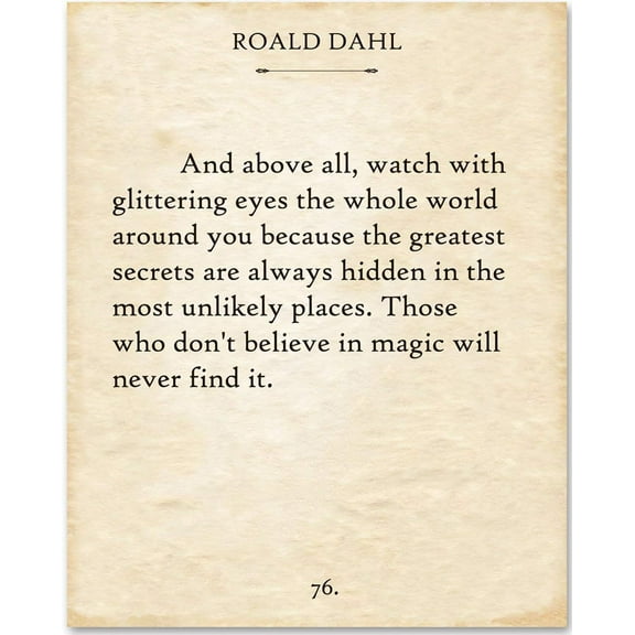 Roald Dahl Quote Poster And Above All 11x14 Unframed Literary Wall Art