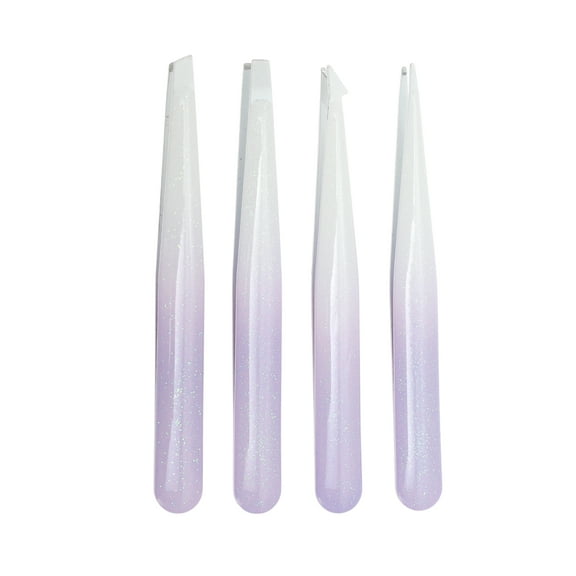Unique Bargains 1 Set Durable Convenient Eyebrow Tweezer Kit for Bathroom Travel Gradient Purple