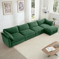 thumbnail image 2 of Newest L-Shaped 4 Seater Sectional Sofa Couch,4-seat Sofa,1 Movable Ottoman, Crescent-shaped Armrests,Wraparound Back & Armrest Cushions, ,Chenille Green, 2 of 19
