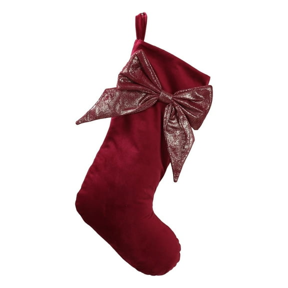 HCTSHG Classic 20 inch Velvet Christmas Stockings with Bow Knot, Christmas Decor Soft Velvet Stockings for Christmas Fireplace Decorations