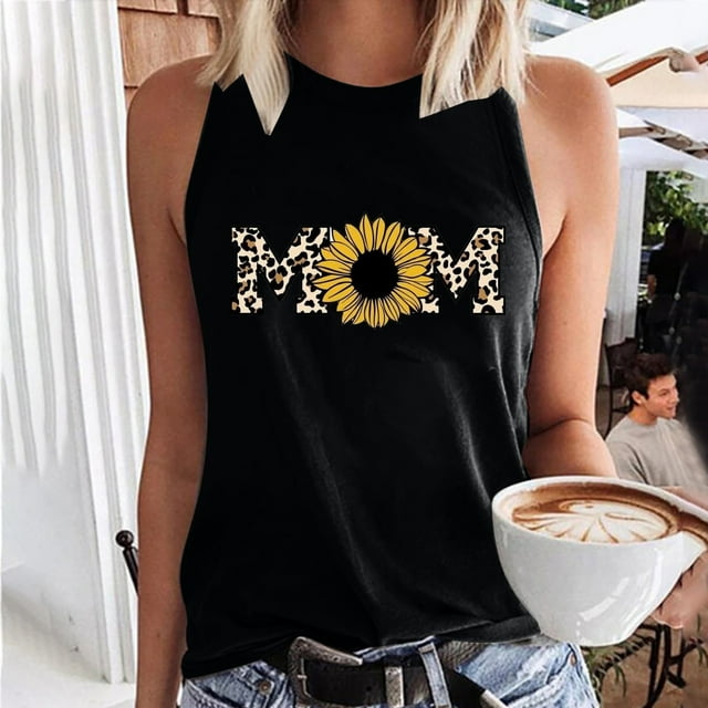 SMihono Hauts pour Femmes Débardeur Mode Été Col Rond Sans Manches Imprimé Décontracté Blouse Débardeur pour Femmes Hauts d'Été pour Femmes