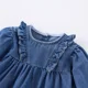 thumbnail image 5 of Vestido vaquero de primavera de estilo coreano para bebés de 0 a 6 años, vestidos de manga larga de Color sólido para niños, vestido bonito con diseño de volantes para niñas, 5 of 6