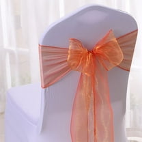 XmhyTop-A Chair Sashes for Dining Chairs Orange Sheer Fabric Chair Cover Bows, 17x275cm, 4 Pcs