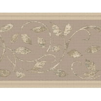 Dundee Deco's Peel and Stick Wallpaper Border - Damask Cream Grey Vines Wall Border Retro Design, 15 ft x 7 in, Self Adhesive