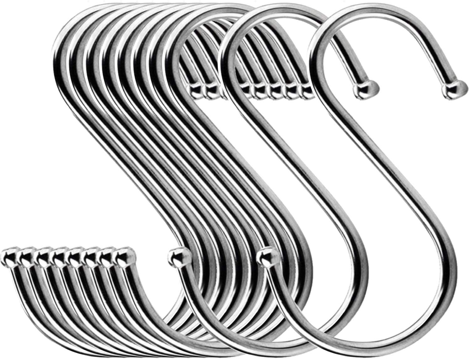 3//6//12Pack Black S-hooks S Hanging Hooks Shaped Hanger Steel Kitchen Pot Useful