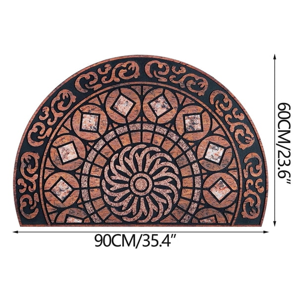 Alfombrillas de Piso para Alfombra de Puerta Semicircular de Estilo Bohemio 60x90cm con Alfombra de Entrada Antideslizante Y Terciopelo de Cristal