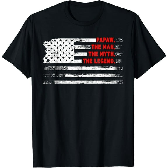 Papaw The Man Myth Legend American USA flag Father’s day T-Shirt