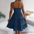 thumbnail image 6 of Iyufng Summer Women's Dresses Sleeveless Spaghetti Strap Backless Layered Pleated Dress Fashion Casual Midi Dress, 6 of 9
