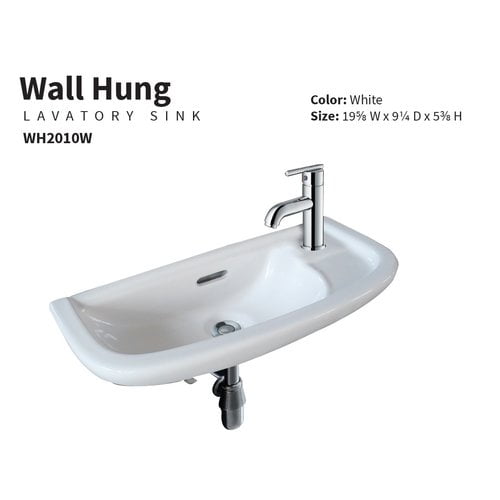 Fine Fixtures Ceramic 19'' Wall Mount Bathroom Sink with Overflow