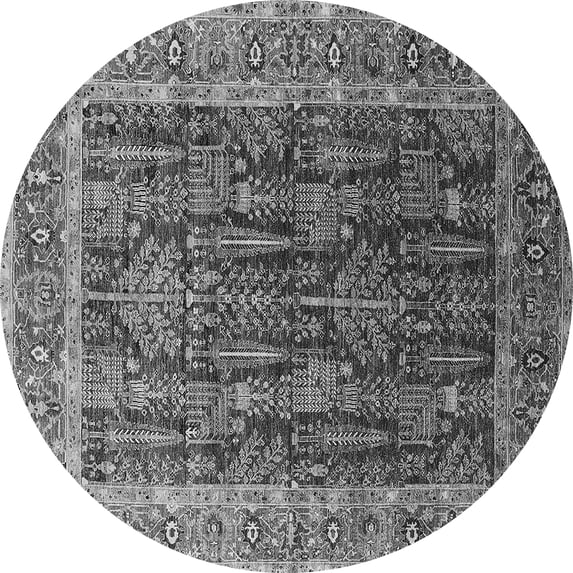 Ahgly Company Indoor Round Oriental Gray Industrial Area Rugs, 4' Round