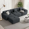 thumbnail image 4 of Hawsaiy 122" Modern L-Shaped Modular Sectional Sofa with Ottoman, 4-Seater Convertible Cloud Couch, Chenille Fabric, No Assembly Required, Black, 4 of 13