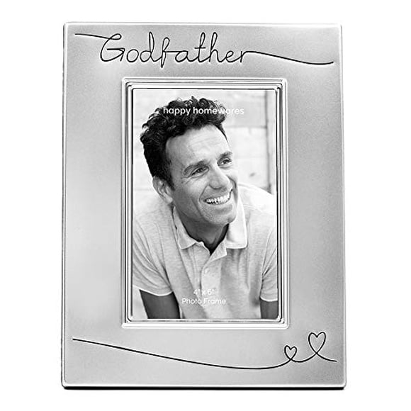 Haysom Interiors Beautiful Two Tone Silver Plated Godfather 4" x 6" Picture Frame with Black Velvet | Unique and Thoughtful Gift Idea