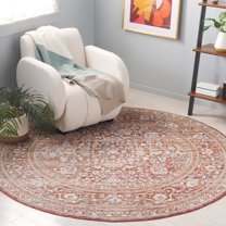 Safavieh Harlow Dalach Floral Area Rug, Rust/Ivory Gray, 6'3" x 6'3" Round