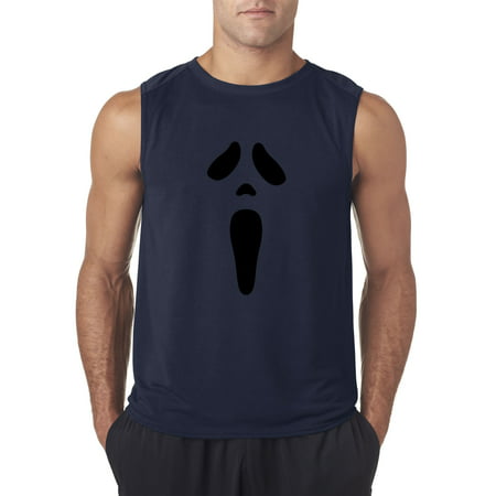 New Way 983 - Men's Sleeveless Ghost Face Scream Halloween Spooky Scary XL Navy