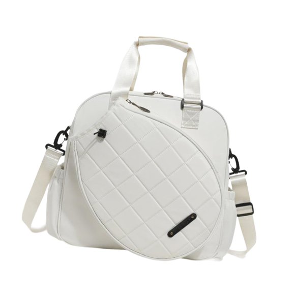 jinwen Adult Tennis Bag for Men Women Sport Bag Large for Pickleball Tennis Handbag White