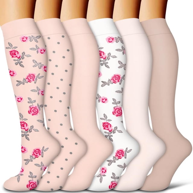 LOVEVER 6 Paires Bas de Compression pour Femmes et Hommes - Idéal pour la Circulation Course Athlétique Récupération Infirmière Voyage