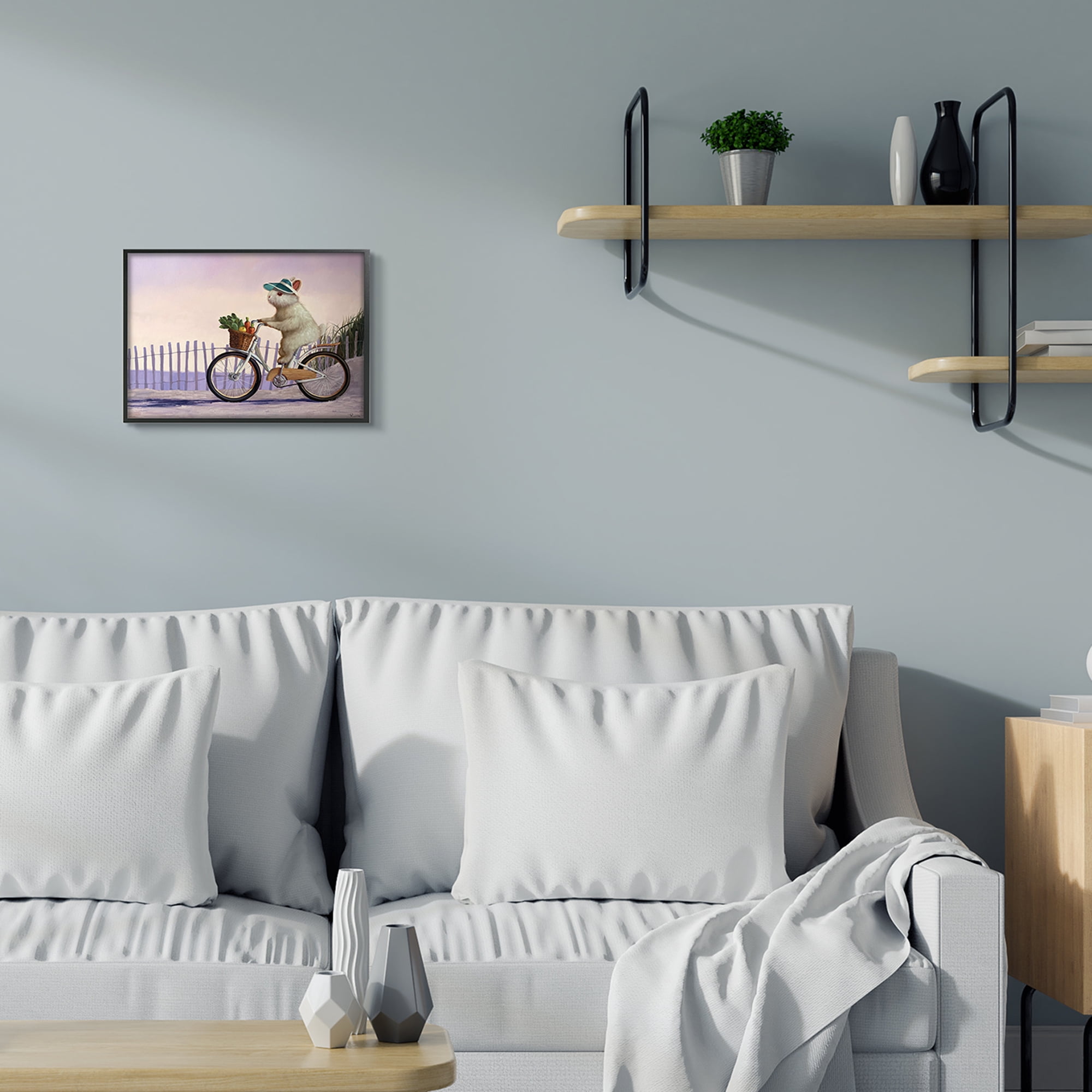 Stupell Industries Bunny Rabbit on Bike by Nautical Beach,11 x 14,Designed by Lucia Heffernan