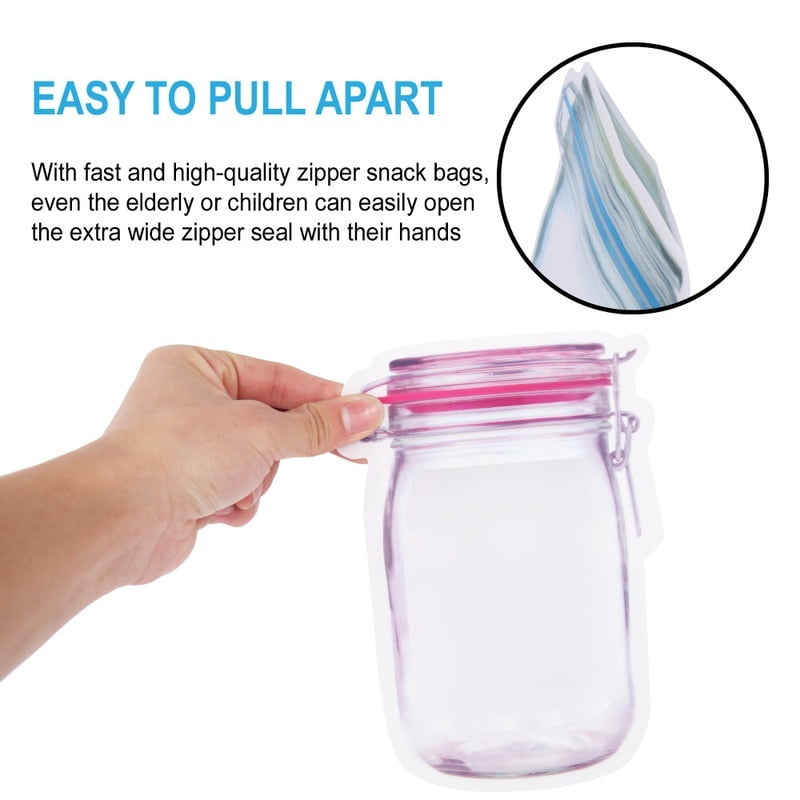 Buy ODOMY 10 Pcs Reusable Zip Lock Food Storage Stand Up Pouch Mason Jar Zipper Bags Reusable