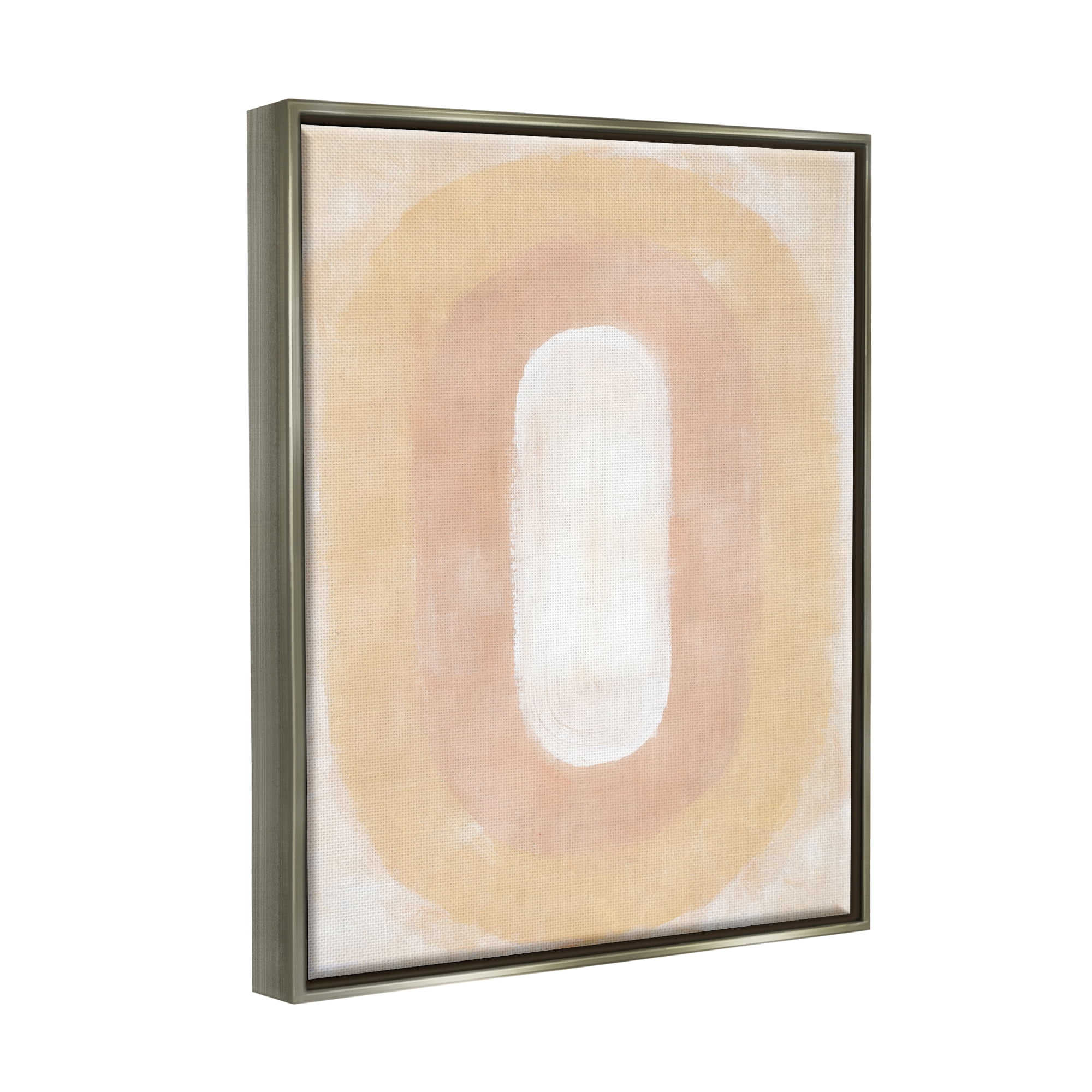 Stupell Industries Abstract Geometric Oval Abstract Painting Gray Floater Framed Canvas Art Print Wall Art, 17 x 21