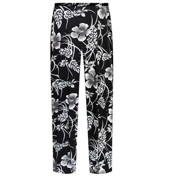 Plus size 5x Silver Magnolia Designer Print Slinky TapeBlack Capri Pants