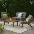 thumbnail image 4 of GDF Studio Avacyn Outdoor Acacia Wood 4 Seater Chat Set with Cushions, Gray and Dark Gray, 4 of 13
