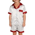thumbnail image 2 of Conjunto navideño para padres e hijos, camiseta de manga corta con estampado navideño a cuadros, pantalones con bolsillos laterales, blusa de poliéster, 2 of 6