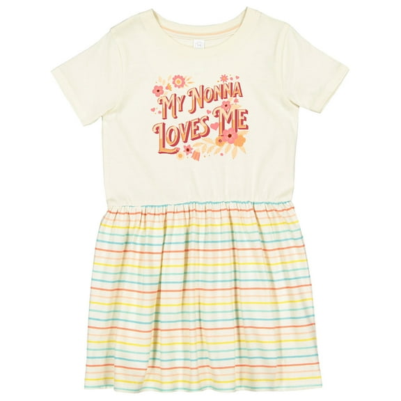 Inktastic Nonna Loves Me Granddaughter Flowers Girls Toddler Dress