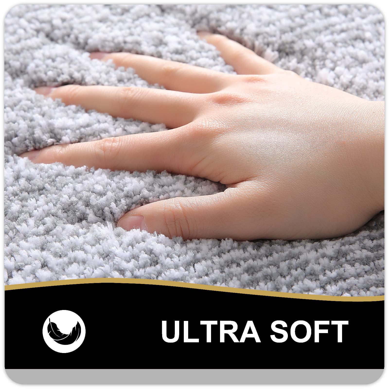 Smiry U-Shaped Luxury Bathroom Rugs, Ultra Soft and Absorbent Microfiber Contour Bath Rug, Non-Slip Machine Washable Toilet Rug, 24"x20", Grey and White
