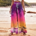 thumbnail image 1 of Pants for Women, Woman Halloween Printing Elastic Waist Drawstring Wide Leg Long Pants, 1 of 5