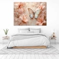 thumbnail image 3 of Mudket Framed Canvas Wall Art Ready to Hang, Soft Pink Lily Butterfly Wall Decor, Vintage Botanical Flower Canvas Print, Pink Flower Wall Art, Wall Pictures for Bedroom Decor - 12"L x 8"W, 3 of 10