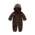 thumbnail image 2 of Infant Baby Girl Boy Fall Winter Outfits Bear Ears Hooded Romper Jumpsuit Bodysuit Warm Fleece Clothes Toddle lothing Fleece Clothing 0-12 M, 2 of 7