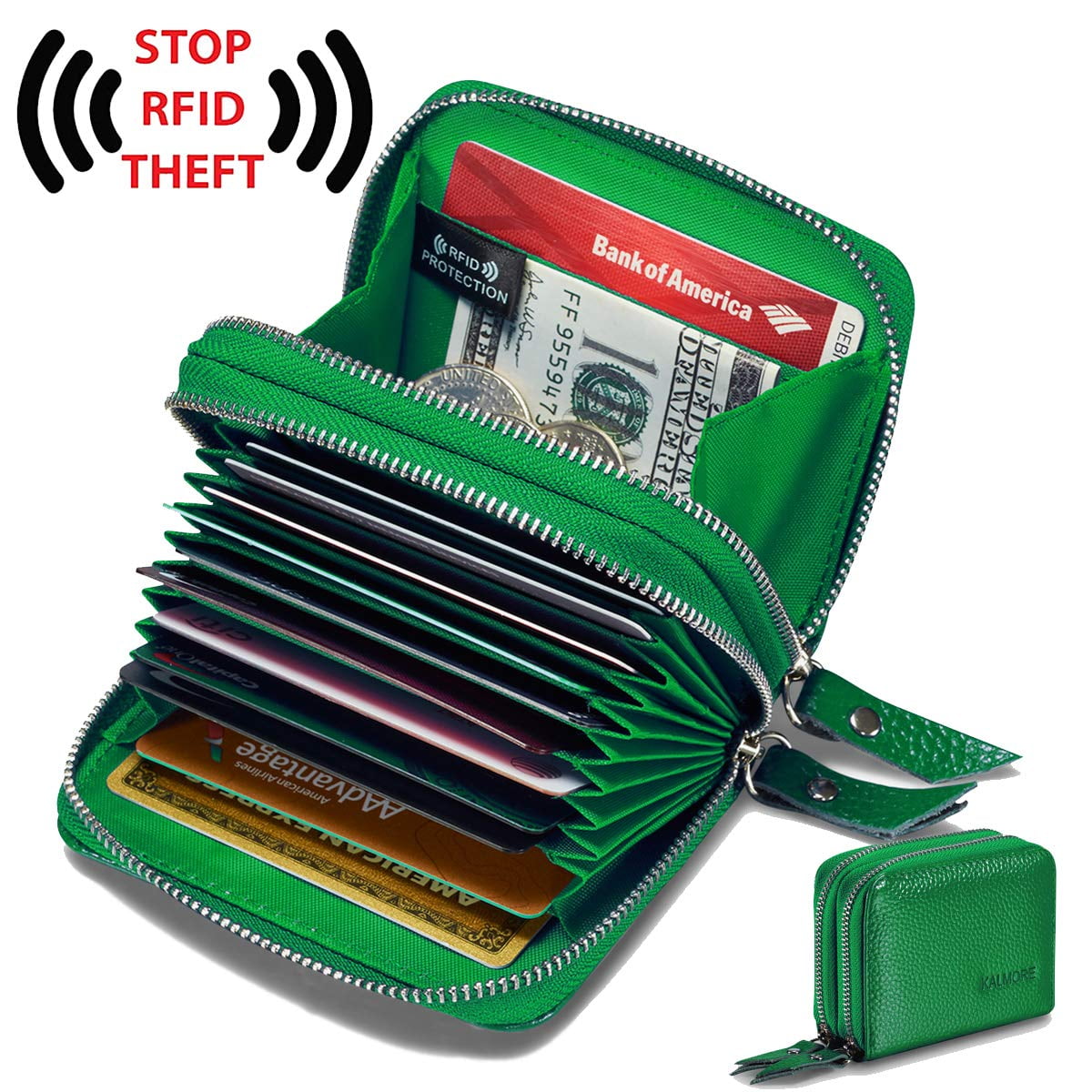 Womens RFID Blocking Clasp Wallet Vintage Hand Rubbing Leather Wallets Organizer Short- Coffee 