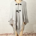 thumbnail image 4 of Shawl Wrap Poncho With Button Winter Poncho Cape Shawl Women Cloak Shawl Wrap Poncho Ruana Cape Cardigan Sweater Open, 4 of 9
