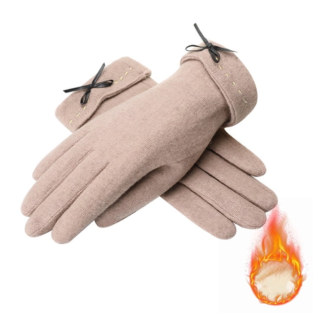 Gants pour Femmes d'Automne et d'Hiver, Couleur Unie, Peluche Épaisse, Isolation, Tous Doigts contre le Froid