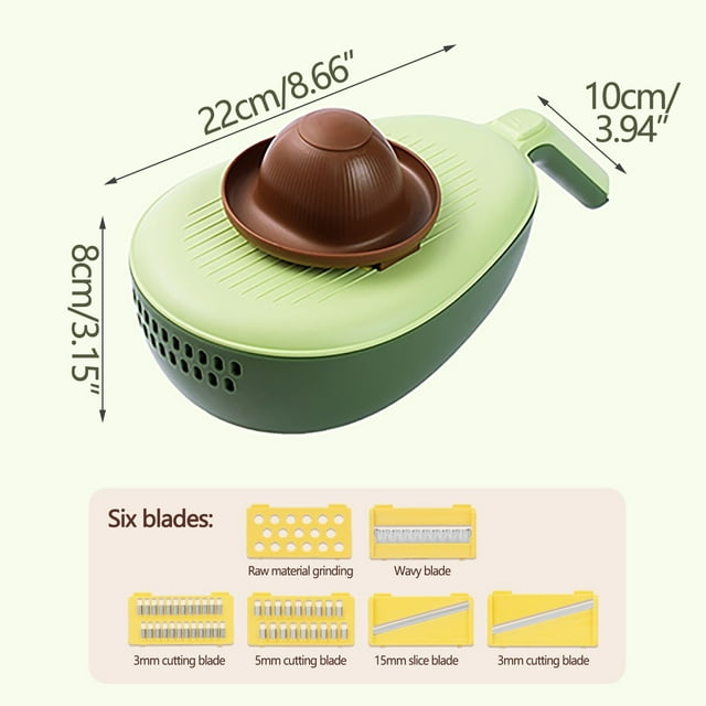 Pisexur Batería de cocina Picadora de verduras multifunción 6 en 1, artefacto para cortar verduras, rallador de patatas, rebanador, cortador de verduras multifunciona para la cocina del hogar
