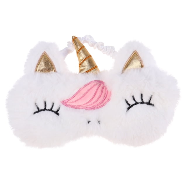 Antifaz de descanso con diseño de unicornio de peluche divertido para dormir, ideal para hoteles, casas, viajes (estampado de cuerno dorado)