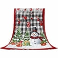 thumbnail image 2 of Christmas Snowman Throw Flannel Blanket 40x50In Xmas Tree Socks Ball Black Plaid Winter Super Soft Cozy Bed Blanket, Lightweight Plush Fuzzy Bed Throw for Bedroom Sofa Couch Living Room, 2 of 4