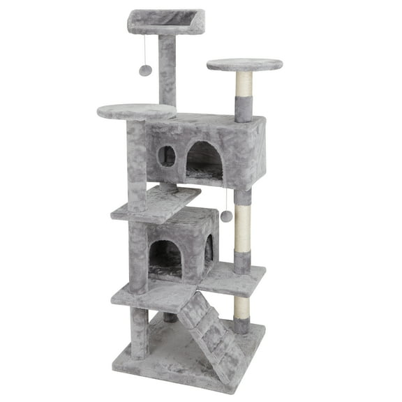 ZENY 53" Cat Tree Multi-Levels Condos Scratching Post Tower Play House, Light Gray